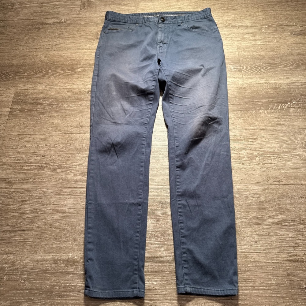 Zara Man Pants Mens 32‎ Blue Chino Cotton 32x30 Faded Casual Lounge Preppy Adult